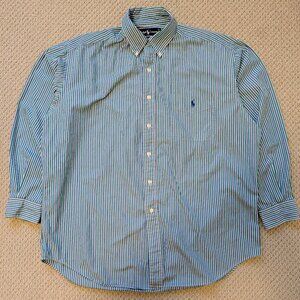 Vtg Ralph Lauren Blaire Button Down Shirt Striped Large